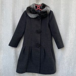 Rothschild Gray Faux Fur Rose Button Up Peplum Girls Coat